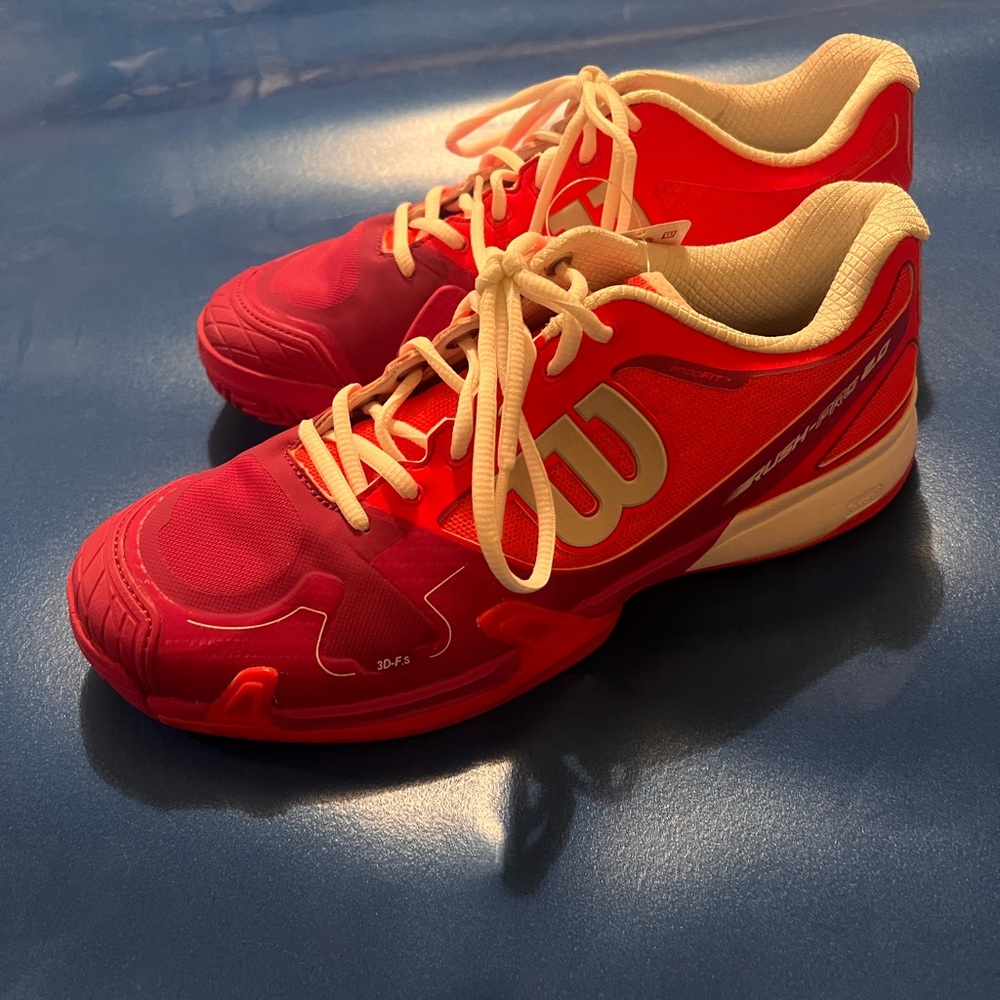 Wilson women’s size 11 red/ orange and purple tennis/ pickleball/ court shoes